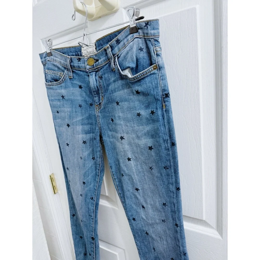 Current Elliott Stiletto High Rise Skinny Jeans in Navy Star Print